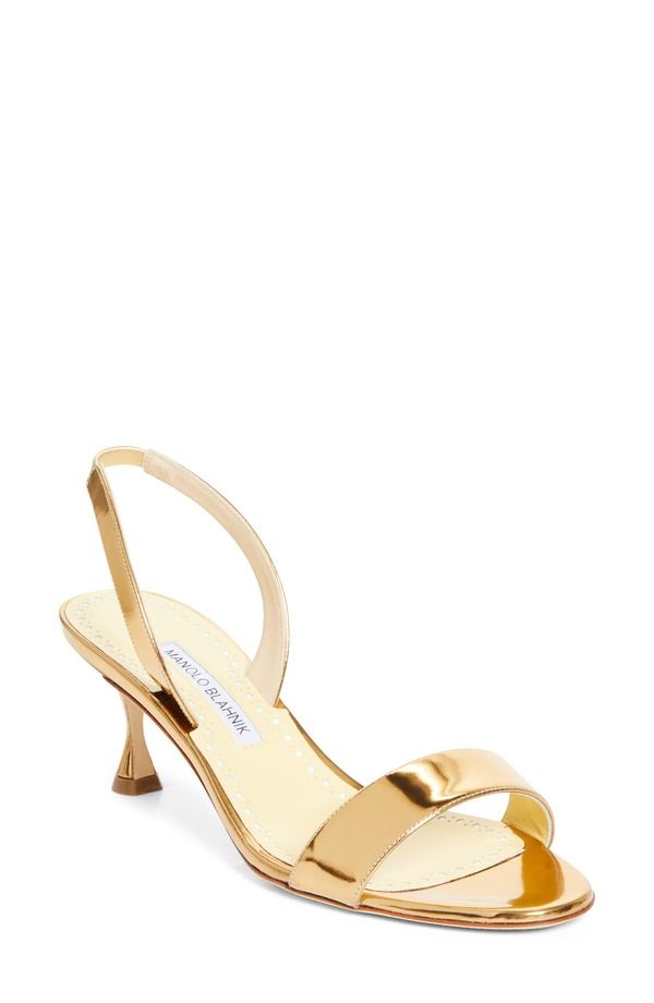 マノロ ブラニク レディース シューズ サンダル トール Manolo Blahnik Cupisanpla Metallic Slingback Sandal Gold ゴールド