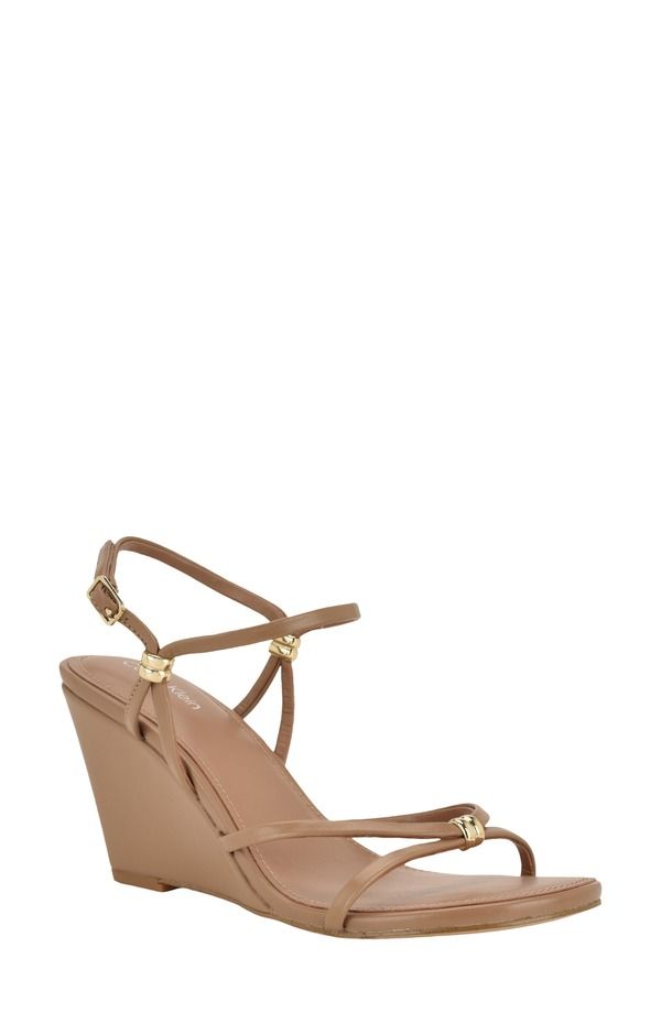 カルバンクライン レディース シューズ ヒール サンダル アンクル Calvin Klein Deliney Ankle Strap Wedge Sandal Medium Natural