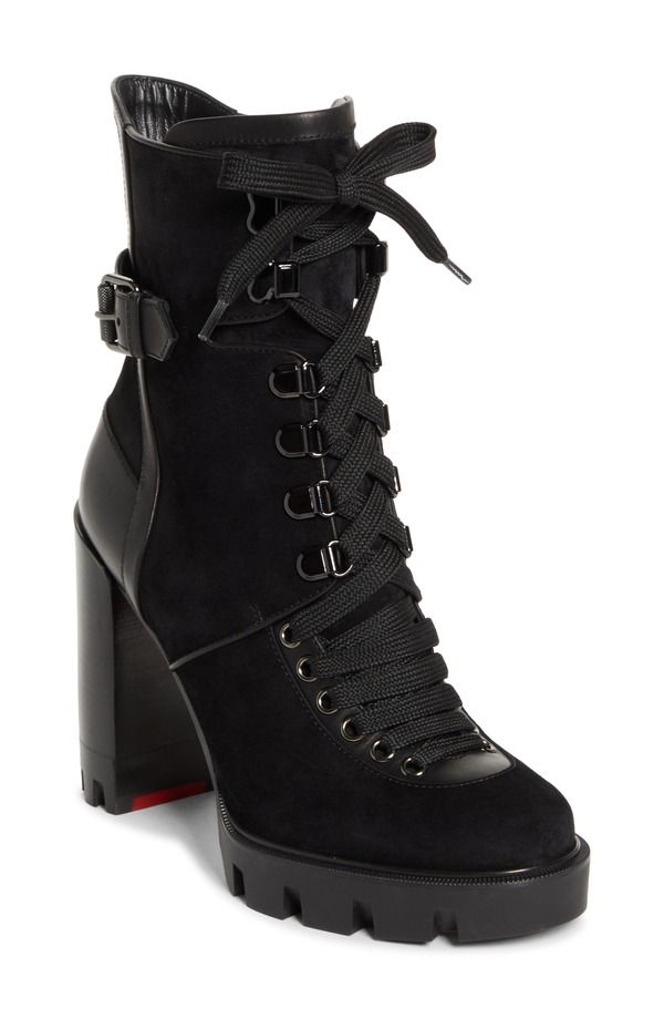 クリスチャン・ルブタン レディース シューズ ブーツ・レインブーツ Christian Louboutin Macademia Combat Boot Black Black Lucido ブラック
