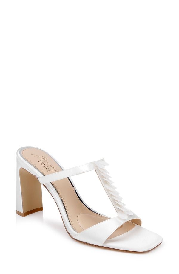 ジュウェルダグレイミシュカ レディース シューズ ヒール サンダル Jewel Badgley Mischka Pacifica Block Heel Sandal Ivory Satin アイボリー