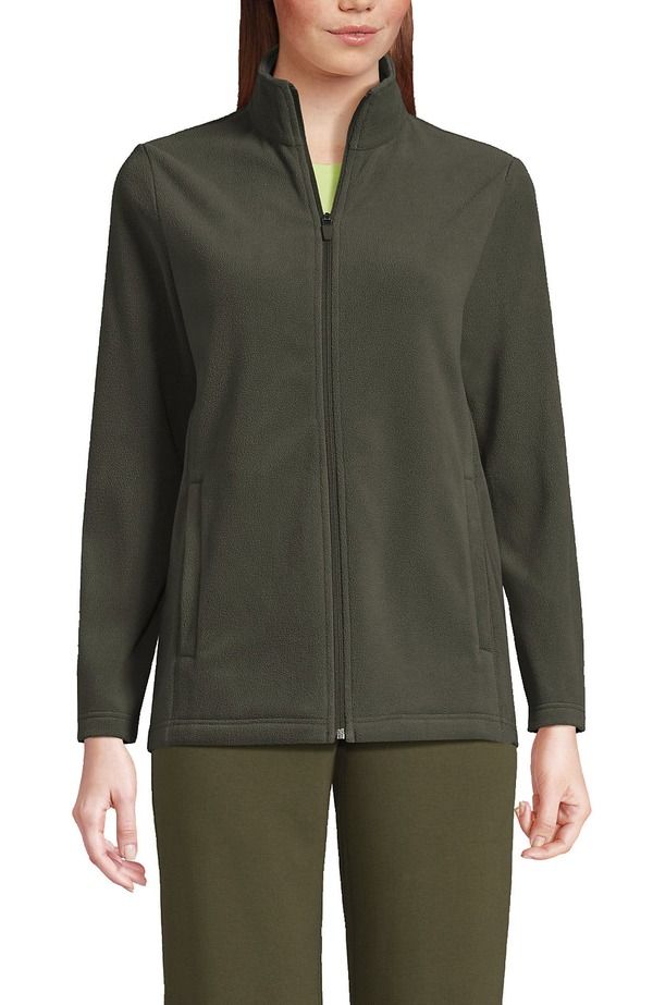 ランズエンド レディース アウター ジャケット・ブルゾン プラスサイズ フリース Lands End Plusize Anyweather Fleece Full Zip Jacket Forest Moss Green グリーン