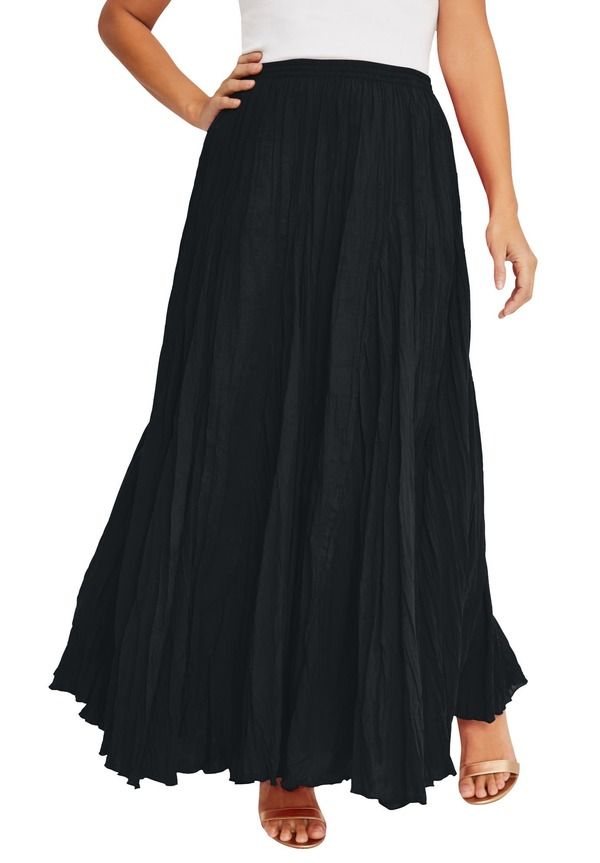 ジェシカロンドン レディース ボトムスカート マキシ Jessica London Flowing Crinkled Maxi Skirt Black ブラック