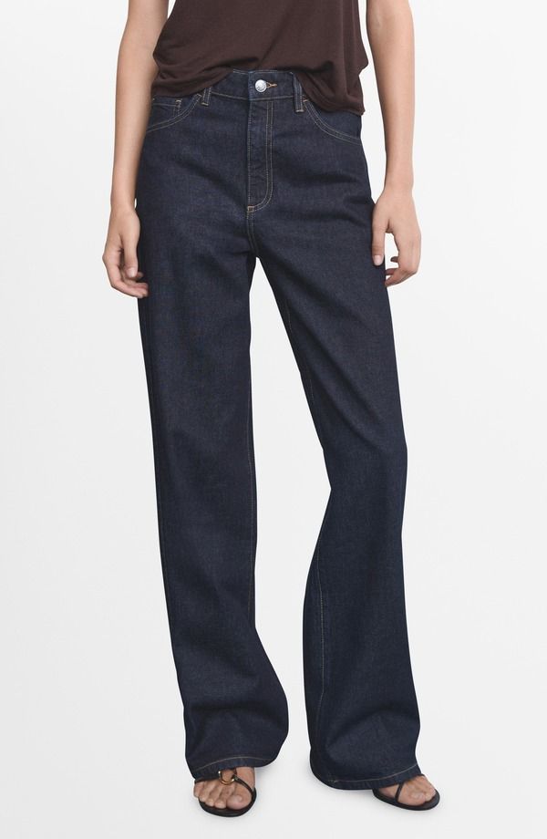 マンゴ レディース ボトムス デニムパンツ ワイドレッグ ハイウエスト ジーンズ MANGO Danila High Waist Wide Leg Jeans Open Blue ブルー