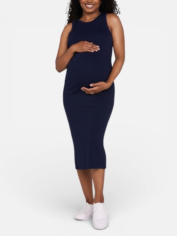 マザーフッドマタニティー レディース トップス ワンピース クルーネック ミディ ノースリーブ MOTHERHOOD MATERNITY Crew Neck Sleeveless Racerback Maternity Midi Dress Peacoat
