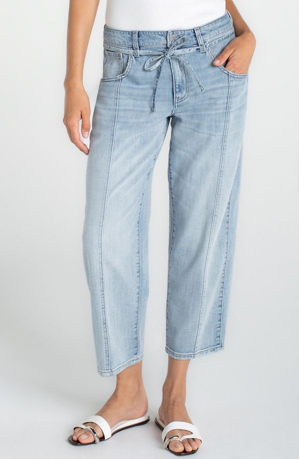 リヴァプール ロサンゼルス レディース ボトムス デニムパンツ ワイドレッグ アンクル ジーンズ Liverpoolos Angeles Beach Comber Drawstring Ankle Wide Leg Jeans Echo Lake