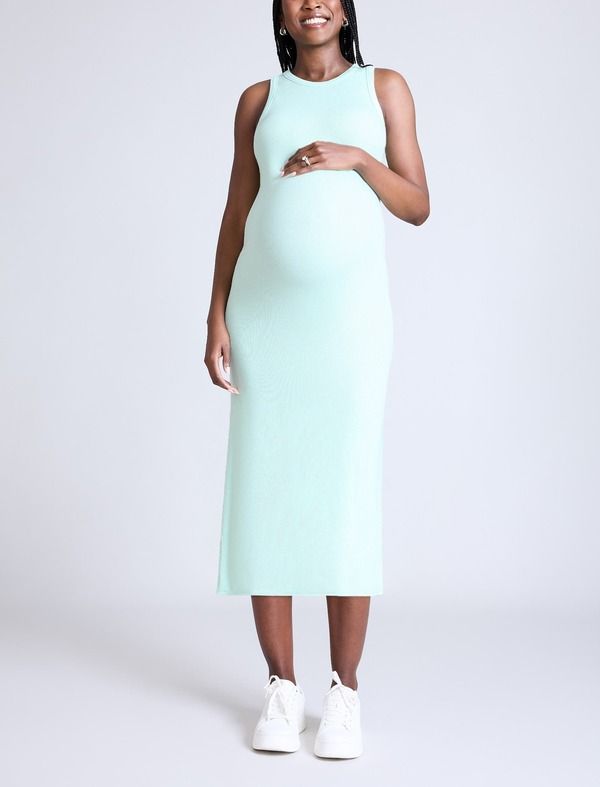マザーフッドマタニティー レディース トップス ワンピース クルーネック ミディ ノースリーブ MOTHERHOOD MATERNITY Crew Neck Sleeveless Racerback Maternity Midi Dress Bird Eggr