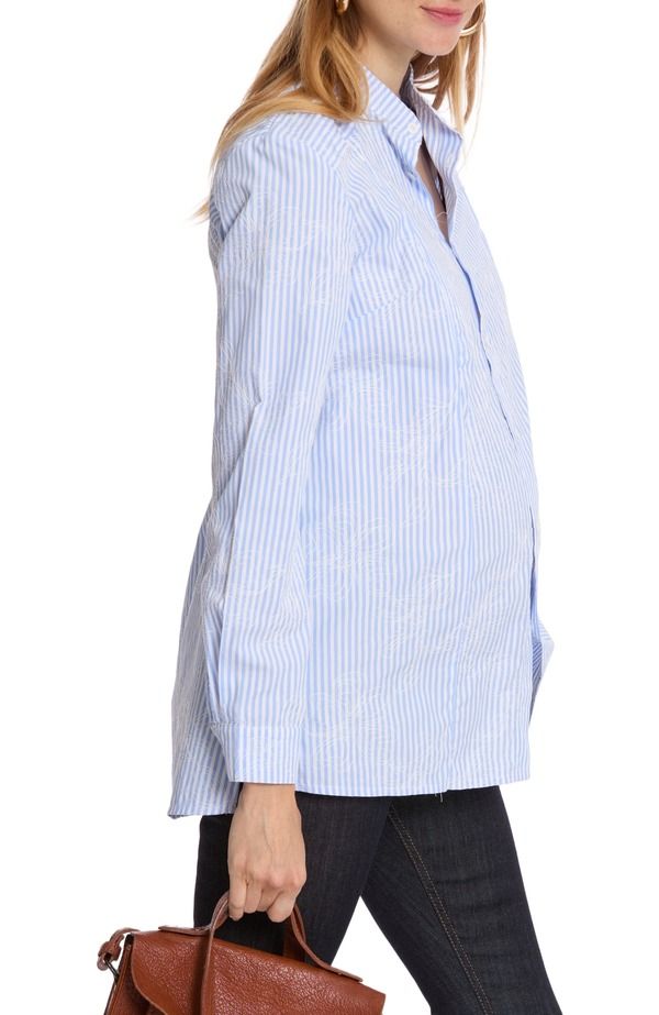 カシュクール レディース トップス シャツ マタニティ Cache Coeur Camille Maternity and Nursing Shirt Blue ブルー