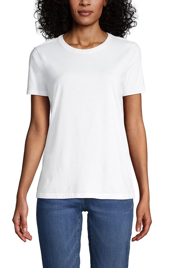 ランズエンド レディース トップス Tシャツ クルーネック コットン Lands End Supima Cotton Crewneck TShirt White ホワイト