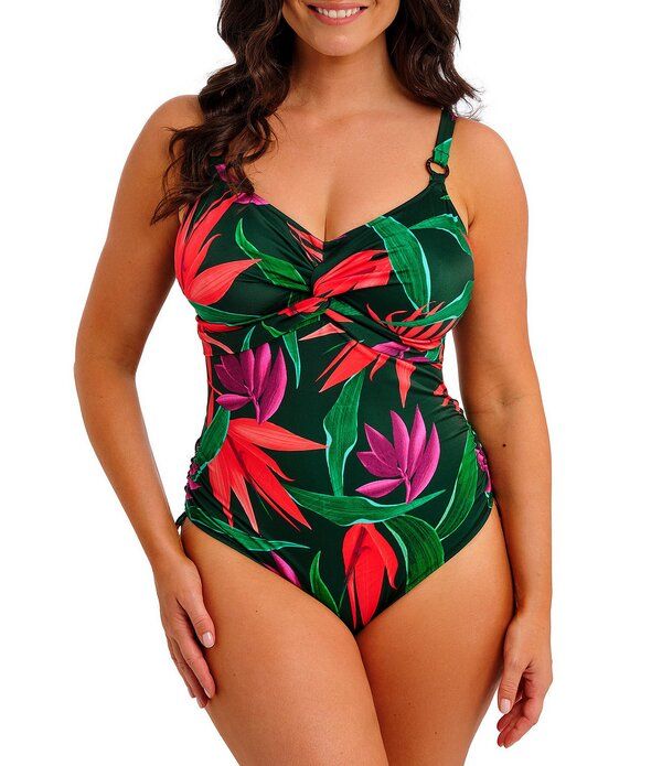 ファンタジー レディース トップス ワンピース フラワー柄 プリント フラワー Fantasie Pichola Floral Printwist Front One Piece Swimsuit Mangrove