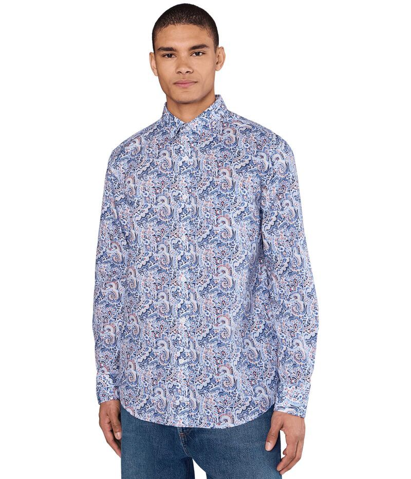 ジョンストンアンドマーフィー メンズ トップス シャツ プリント コットン Johnston Murphy Printed Cotton Shirt Blue Multi ブルー