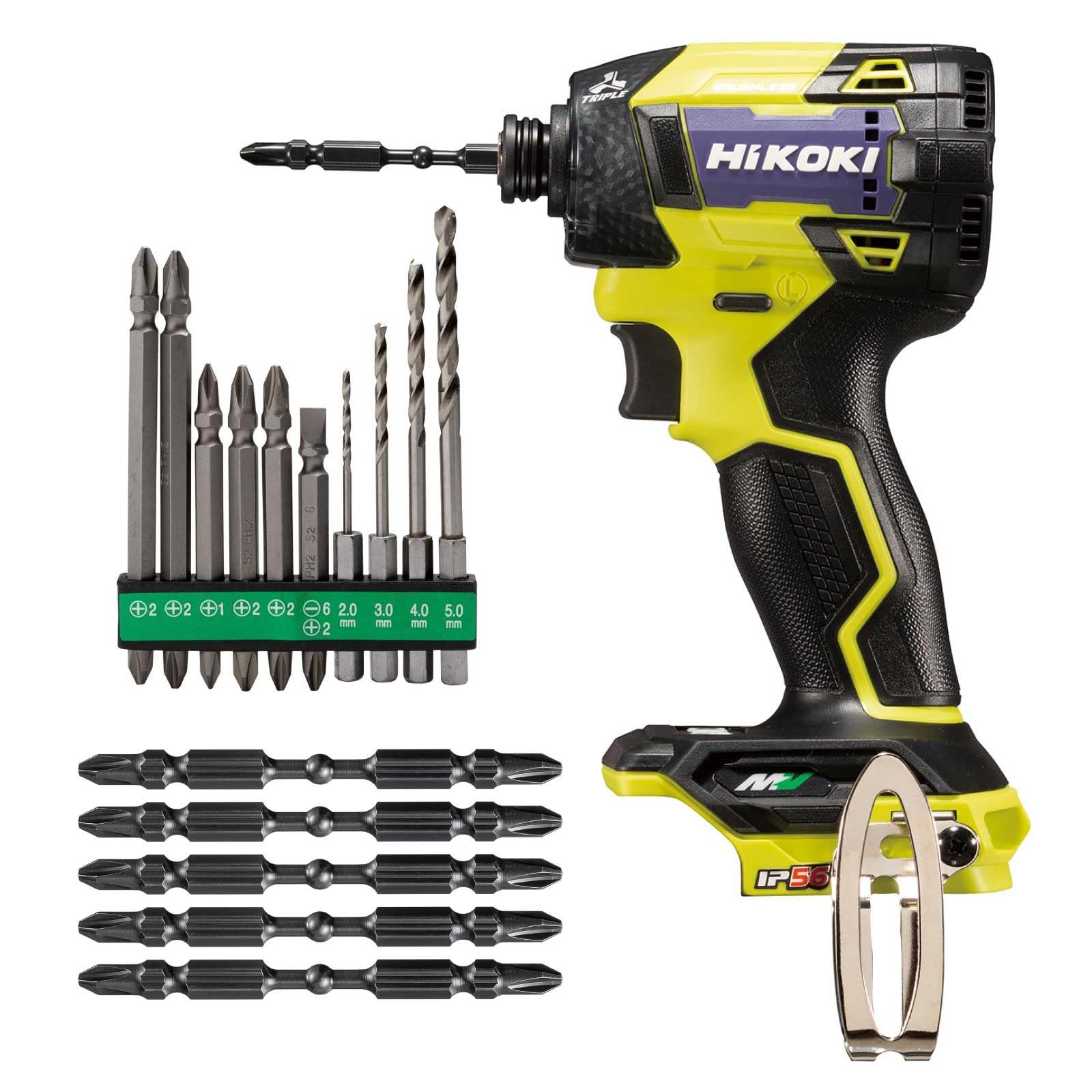 新品 【セット買い】 HiKOKI(ハイコーキ) 36V充電式インパクトドライバ WH36DD(NNY) + ビットセット(10本入) 0040-1000 + 力こぶビット(スレンダー/5本入) 0033-5701