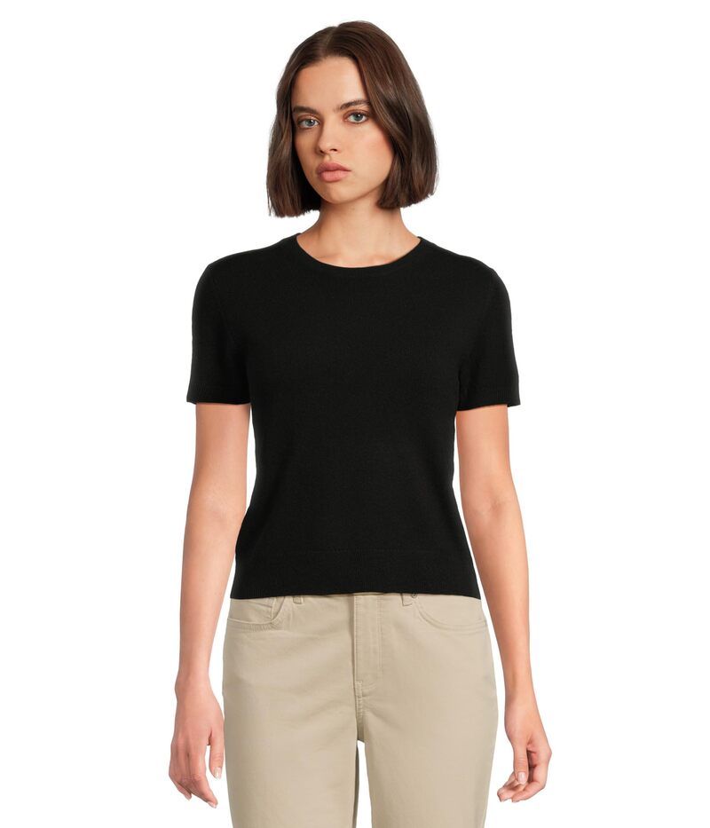 ヴィンス レディース トップス シャツ ウール セーター Vince Wool Cashmere Blend Short Sleeve Sweater Black ブラック