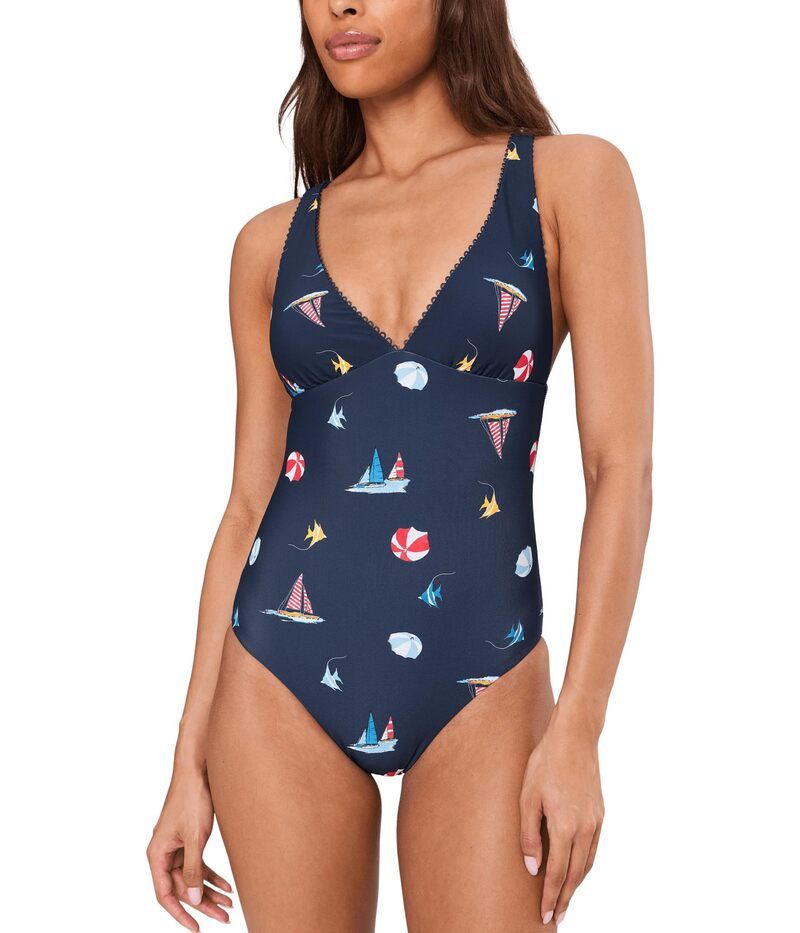 シーフォリー レディース 水着 上下セット Vネック Seafolly BeachClub Deep VNeck OnePiece True Navy ネイビー