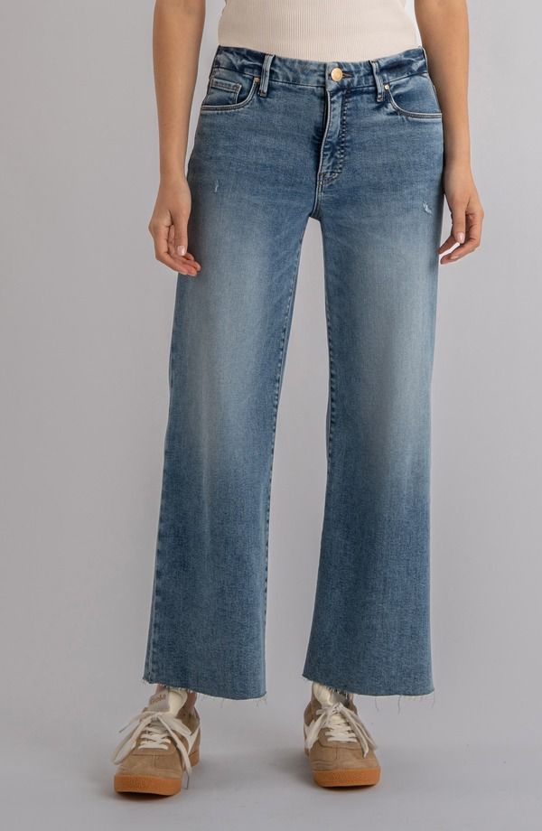 カットフロムザクロス レディース ボトムス デニムパンツ ワイドレッグ ハイウエスト ジーンズ KUT from the Kloth Meg Fab Raw Hem High Waist Wide Leg Jeans Regent