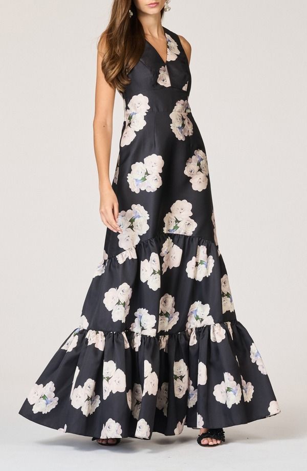 サーチンアンドバビ レディース トップス ワンピース ティアード フラワー柄 フラワー Sachin Babi Rori Floral Tiered Mikado Gown Belle Corsage