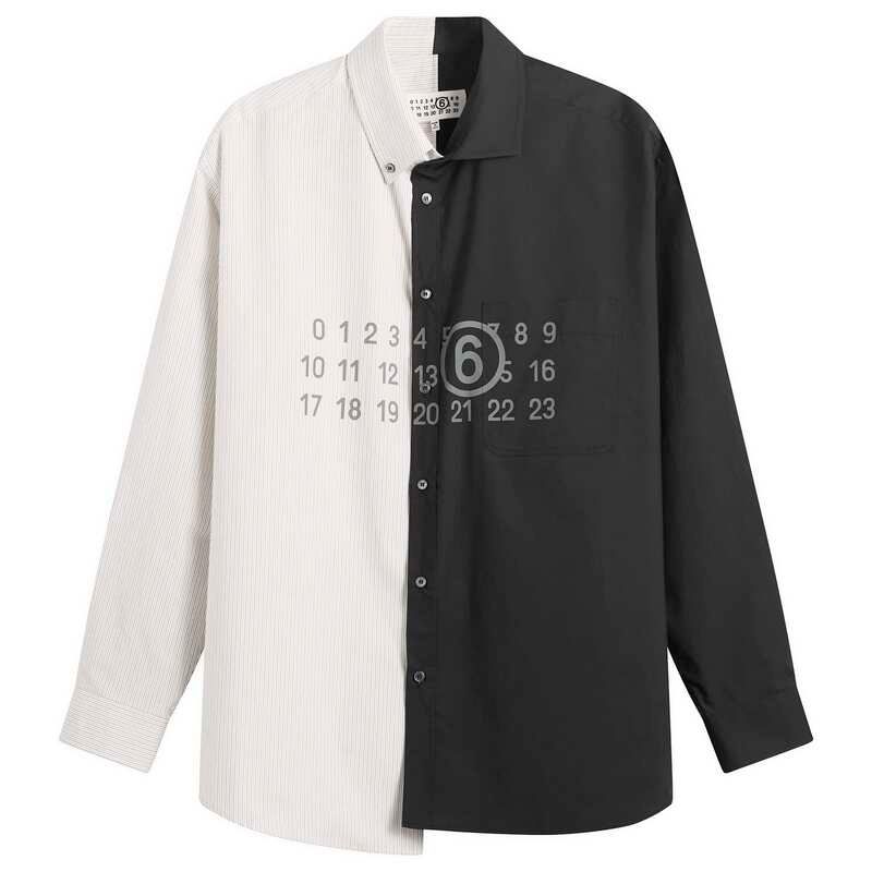 マルタンマルジェラ メンズ トップス シャツ コットン MM6 Maison Margiela BiColour Cottonumbershirt Black ブラック