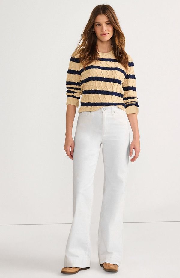 ランズエンド レディース ボトムス デニムパンツ ワイドレッグ ジーンズ Lands End High Rise Wide Leg Denim Jeans White ホワイト