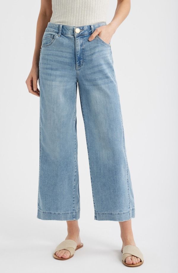ウィットウィズダム レディース ボトムス デニムパンツ ワイドレッグ ジーンズ Wit Wisdom Skyrise Crop Wide Leg Jeans Light Blue Artisanal ブルー