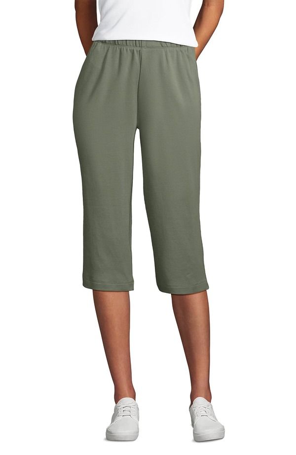 ランズエンド レディース ボトムス ハーフパンツ・ショーツ キャップ ニット Lands End Sport Knit High Riselastic Waist Capri Pantsage セージ