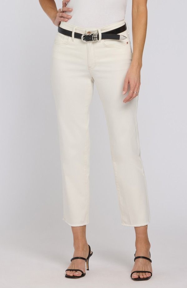 エヌワイディージェイ レディース ボトムス デニムパンツ ストレート アンクル ジーンズ NYDJ Marilyn Frayed Ankle Straight Leg Jeans Vintage White ホワイト