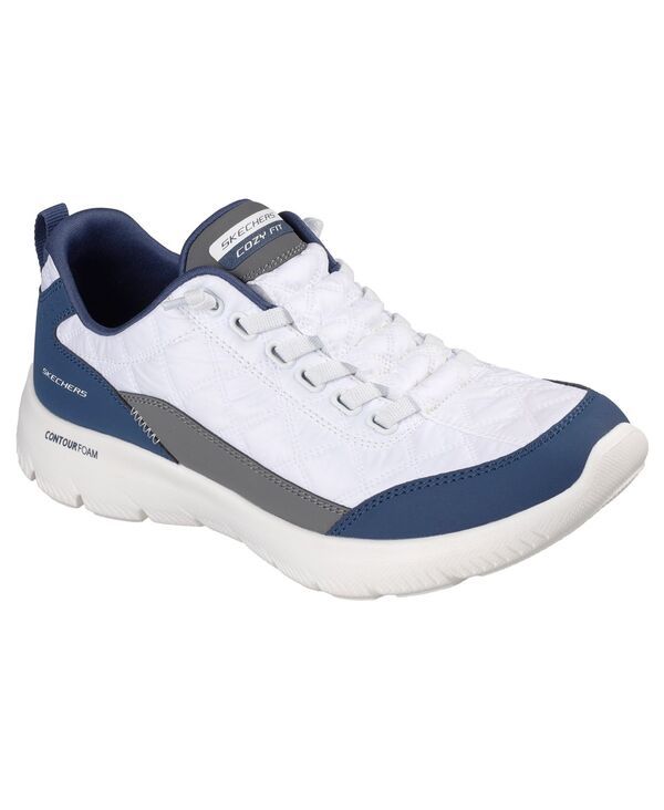 スケッチャーズ レディース シューズ スニーカー Skechers Womensummits Contour Foam Cozy Fit Walking Sneakers from Finish Line White Navy ホワイト
