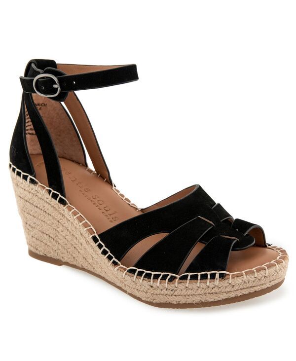 ジェントルソウルズ レディース シューズ サンダル Gentle Souls Womens Cooliespadrille Wedge Sandals Black Nubuck ブラック