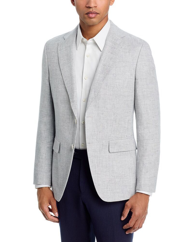 ボス メンズ アウター ジャケット・ブルゾン スリムフィット コットン コート リネン BOSS Hutson Linen Cotton Textured Solid Slim Fit Sport Coat Open Gray グレー