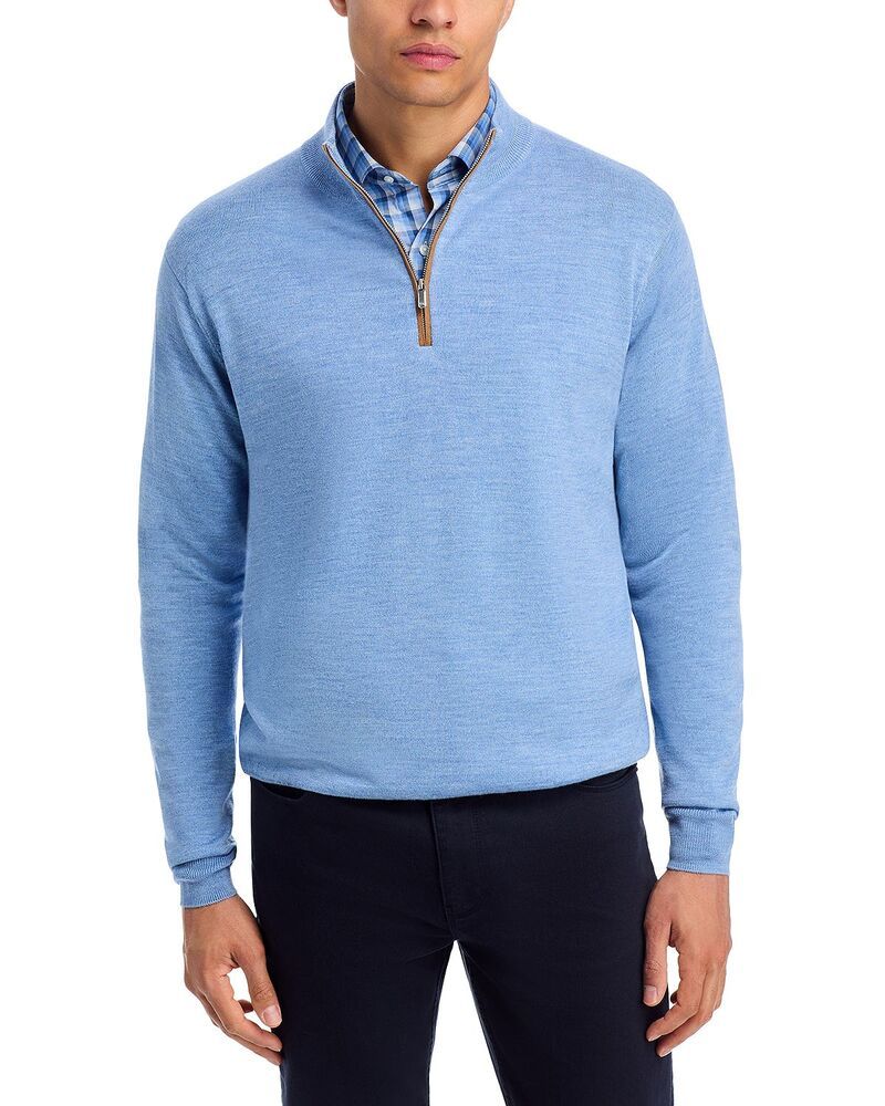 ピーター・ミラー メンズ アウター ニット・セーター ハーフジップ スエード Peter Millar Autumn Crest Suede Trim Quarter Zip Sweateruddy Blue ブルー