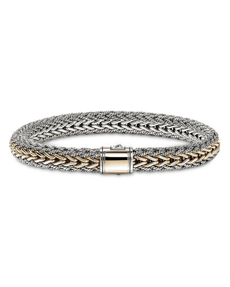 ジョン・ハーディー レディース アクセサリー ブレスレット・バングル・アンクレット JOHN HARDY 14K Bonded Gold Sterling Silver Icon Reversible Woven Link Bracelet 8mm Silve