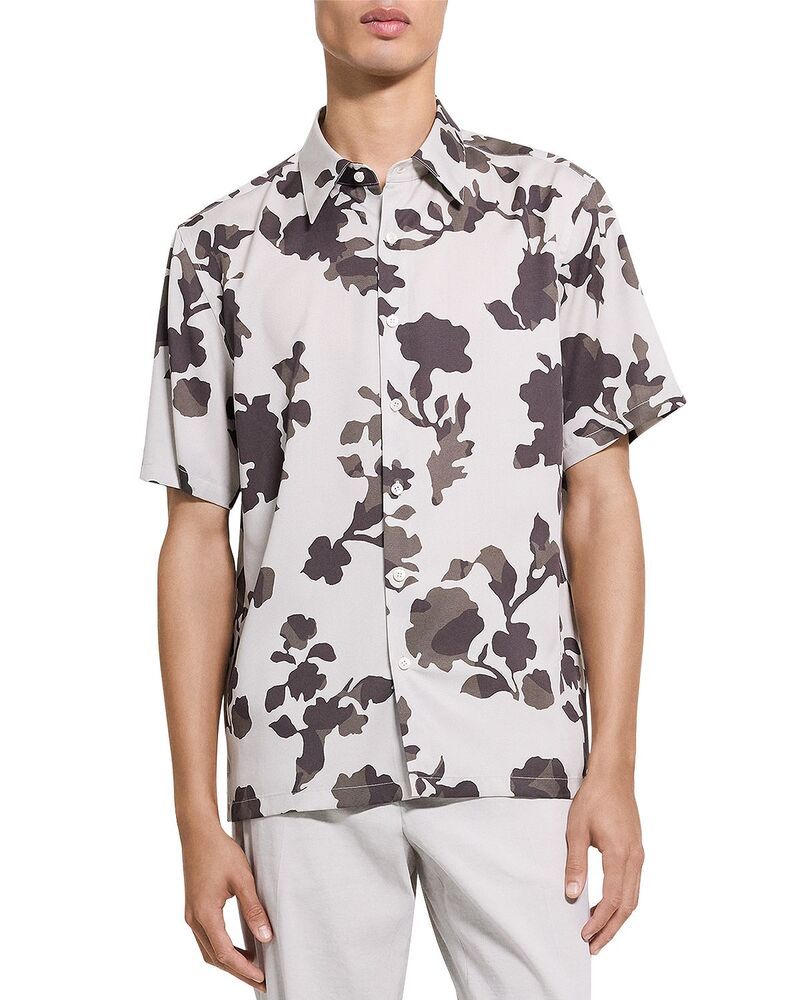 セオリー メンズ トップス シャツ ボタンダウン Theory Irving Short Sleeve Button Down Shirt Silver Cloud Multi シルバー