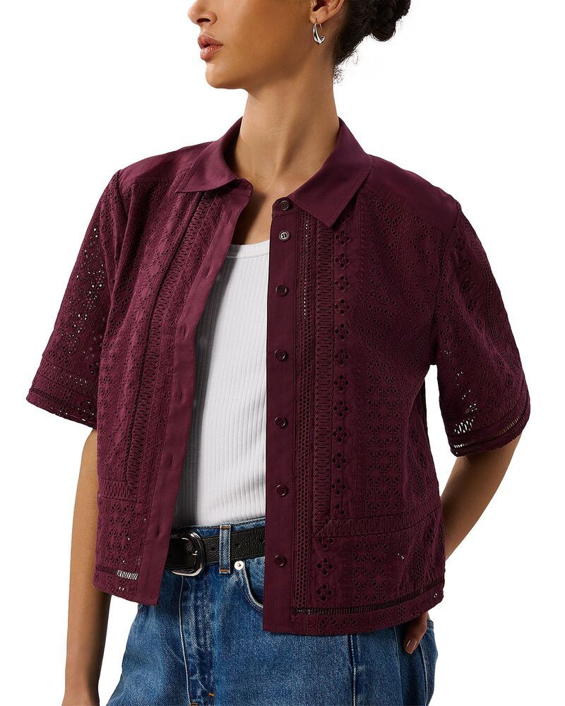 ホイッスルズ レディース トップス シャツ コットン Whistles Broderie Cotton Shirt Plum プラム