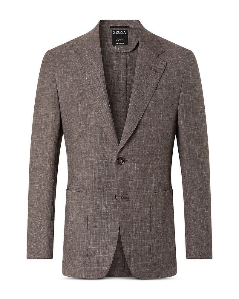 ゼニア メンズ アウター ジャケット・ブルゾン ウール シルク リネン ZEGNA Crossover Wool Silk Linen Jacket Brown ブラウン