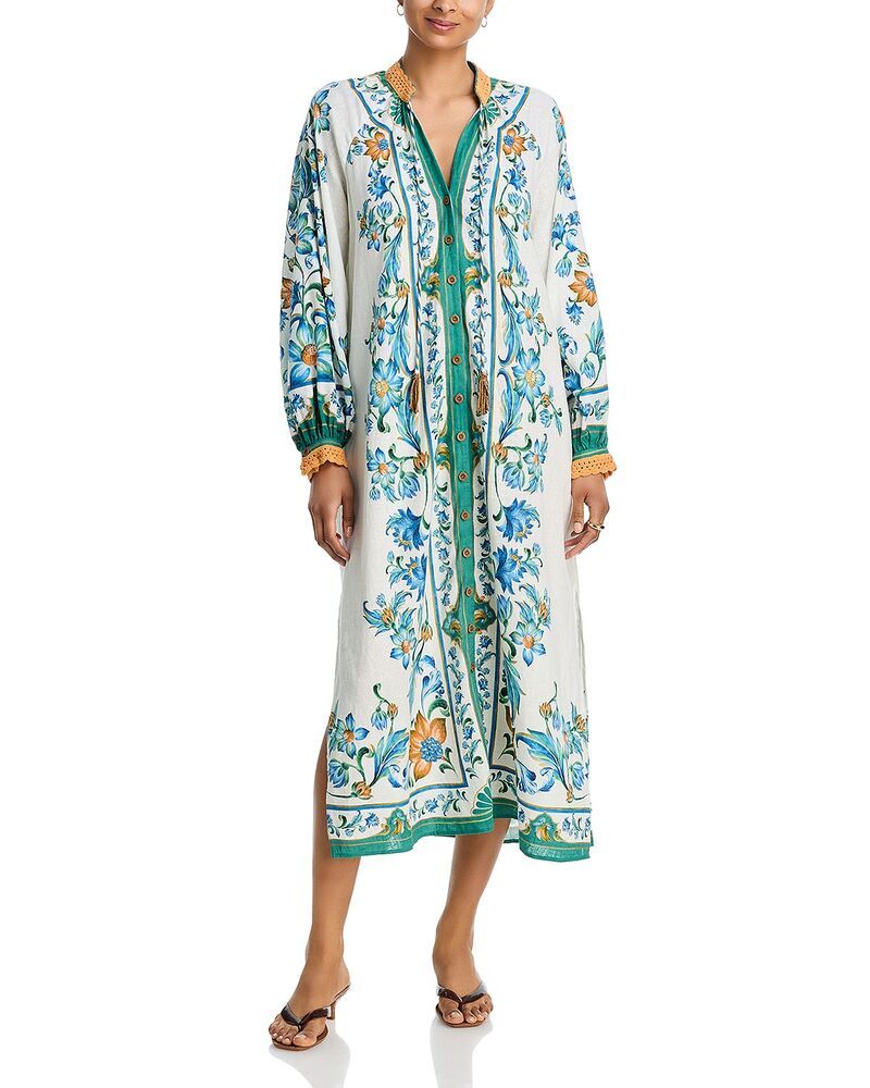 ファーム レディース トップス ワンピース ミディ リネン FARM Rio Linen Midi Dresswim CoverUp OffWhite オフホワイト