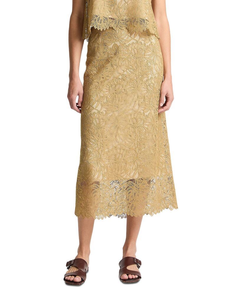 ヴィンス レディース ボトムスカート ミディ レース Vince Lace Midi Skirt Soft Gold ゴールド