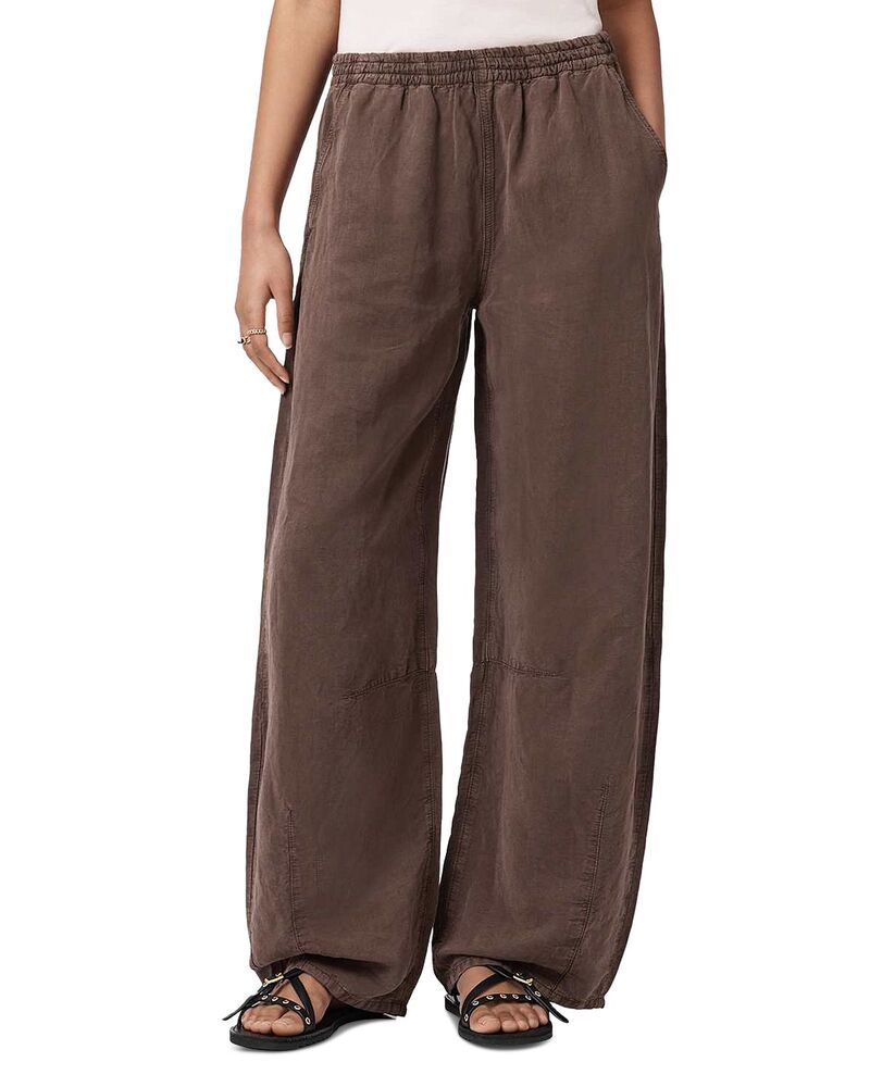 オールセインツ レディース ボトムス カジュアルパンツ ワイドレッグ ALLSAINTS Jett Pull On Wide Leg Pants Plum Brown プラム