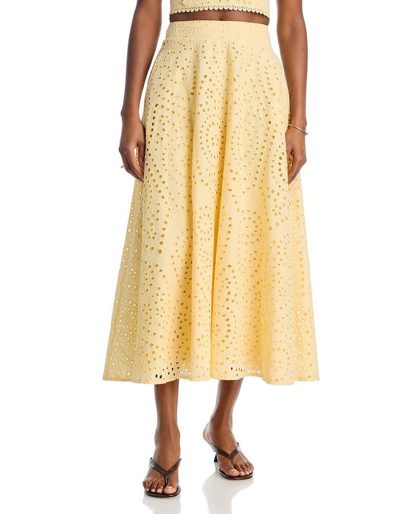 アクア レディース ボトムスカート AQUA Eyelet Skirt Exclusive Butter Yellow イエロー