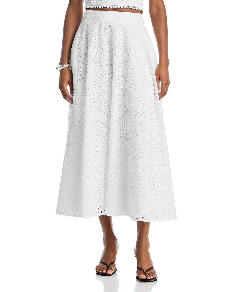 アクア レディース ボトムスカート AQUA Eyelet Skirt Exclusive White ホワイト