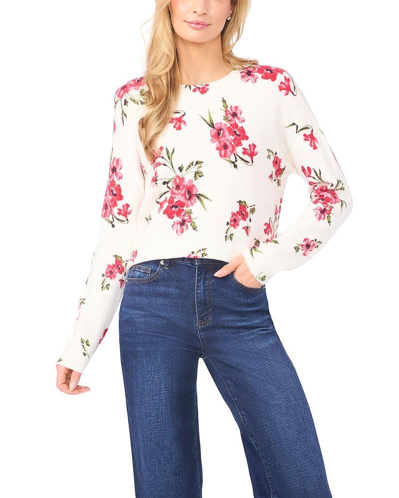 セセ レディース アウター ニット・セーター クルーネック プリント CeCe Printed Long Sleeve Crewneck Sweater New Ivory アイボリー 10,765円