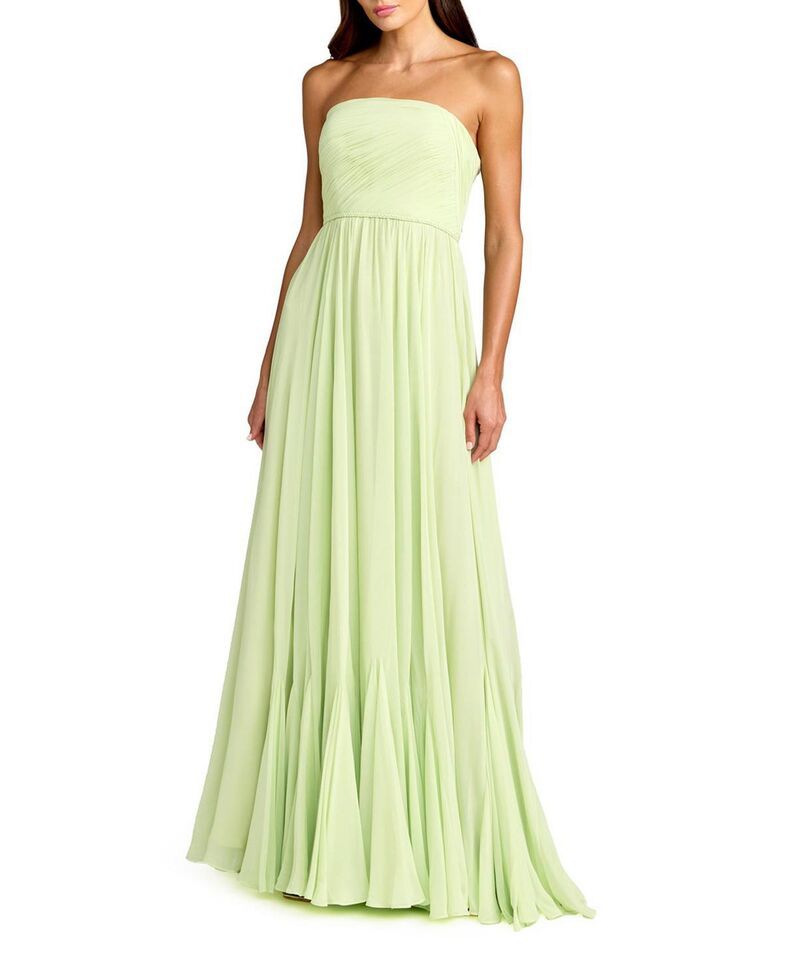 マックダガル レディース トップス ワンピース シフォン ストラップレス Mac Duggal Strapless Chiffon Gown with Braided Belt Mint ミント