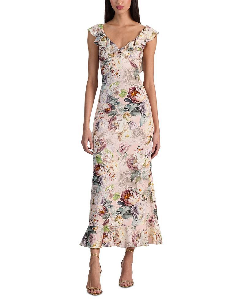 アリスアンドオリビア レディース トップス ワンピース フリル ミディ Alice and Olivia Gemma Ruffled Midi Dressweet Peony
