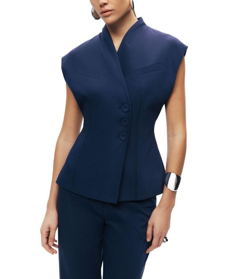 ノクチューン レディース アウター ベスト ノースリーブ NOCTURNE Tailored Sleeveless Vest Navy ネイビー