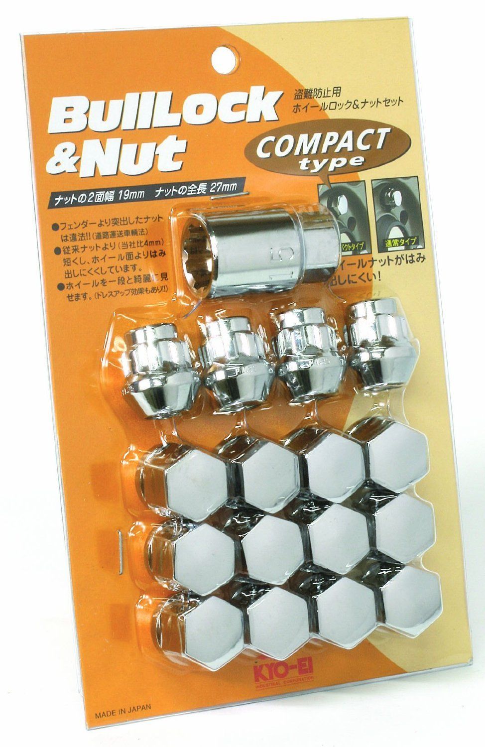 新品 KYO-EI [ 協永産業 ] Bull Lock Compact ブルロックコンパクト [ 袋タイプ ] 19HEX M12 x P1.5 4H車用 [ 個数：16P ] [ 品番 ] K601
