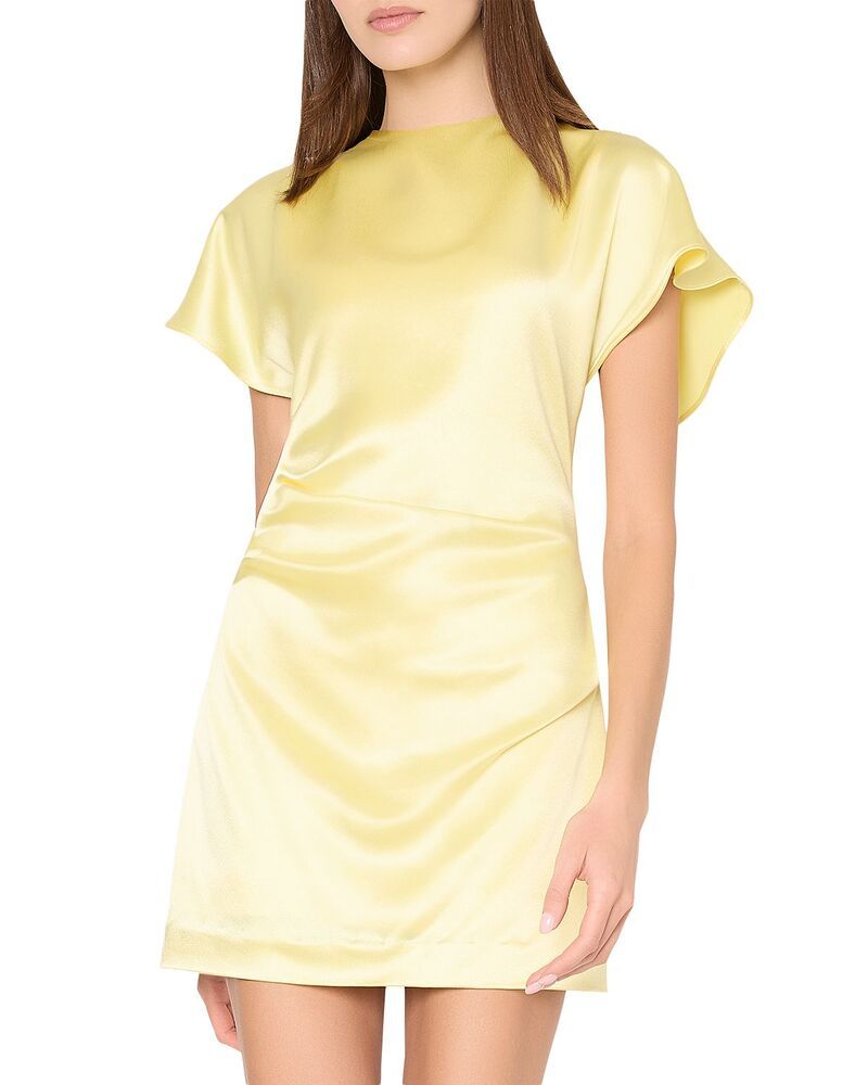 ミリー レディース トップス ワンピース ミニ サテン MILLY Kora Hammered Satin Mini Dress Gold ゴールド