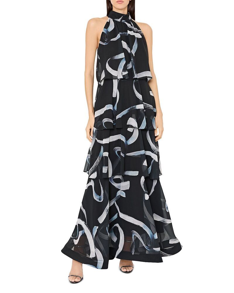 ミリー レディース トップス ワンピース シフォン MILLY Salem Chiffon Bell Dress Blackwhite ホワイト
