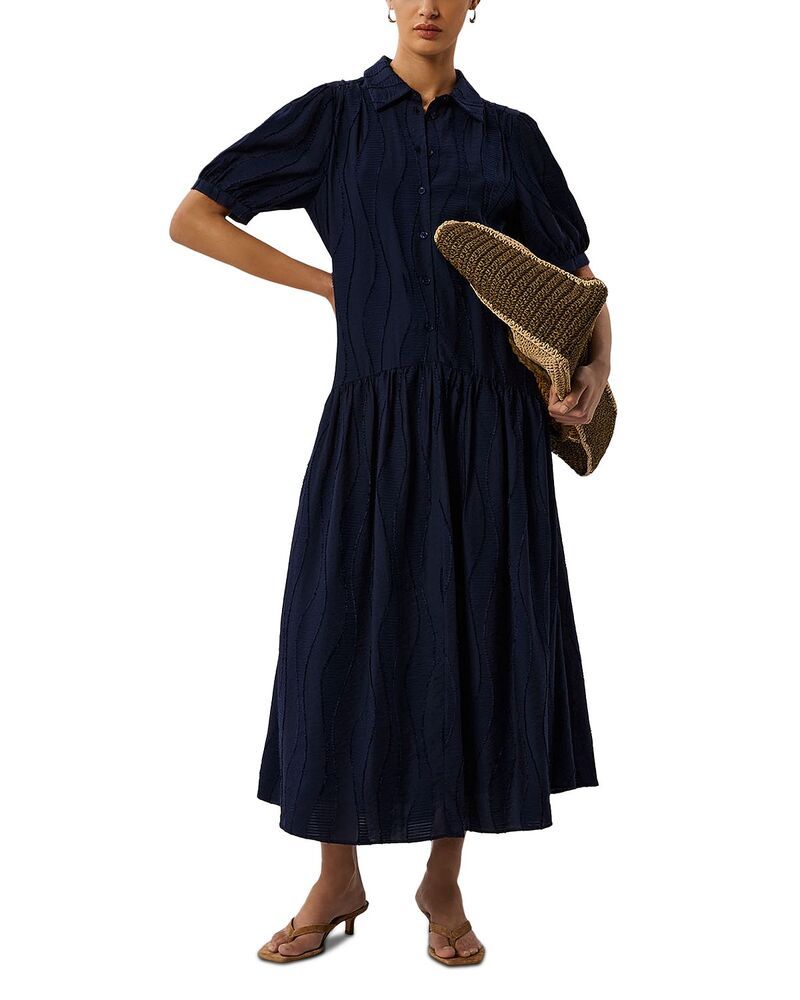 ホイッスルズ レディース トップス ワンピース ミディ Whistles Texturedrop Waist Midi Dress Navy ネイビー
