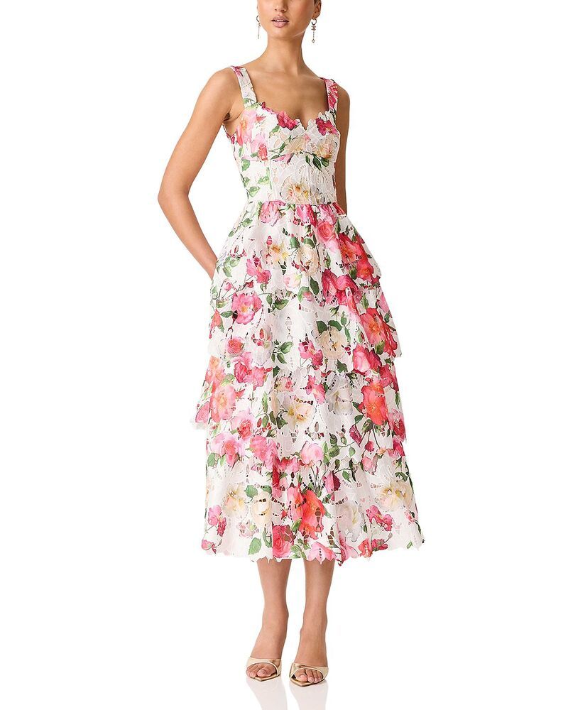 エリアット レディース トップス ワンピース ミディ Elliatt Roselle Frill Midi Dress White Floral ホワイト