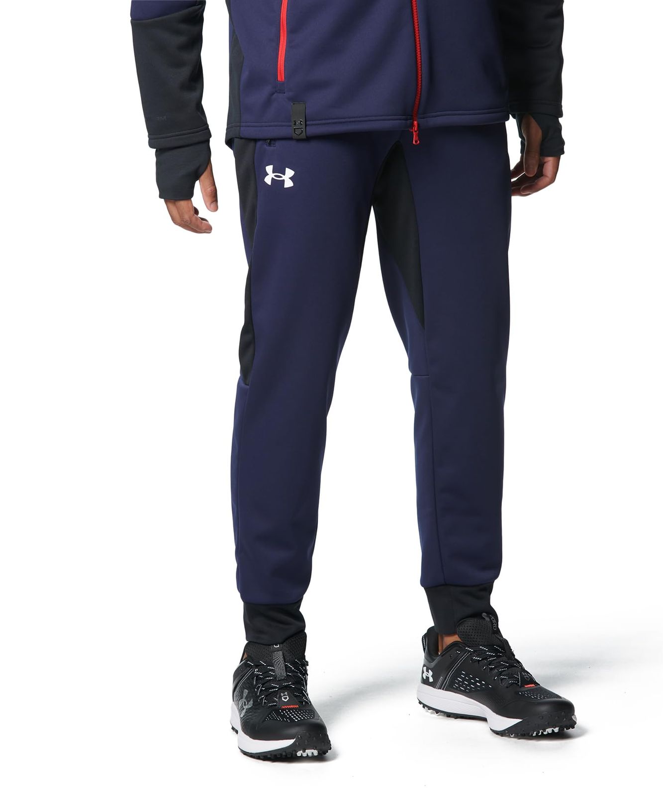 新品 [アンダーアーマー] UA WINTER KNIT 3LAYER PANTS Midnight Navy White XL