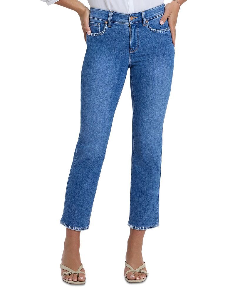 エヌワイディージェイ レディース ボトムス デニムパンツ アンクル ジーンズ NYDJ Marilyn Blanket Stitching High Rise Straight Ankle Jeans Paradise Blue Paradise ブルー