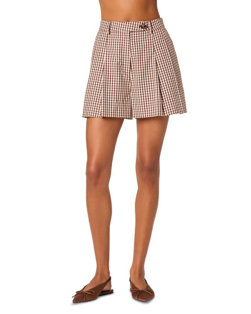アストール レディース ボトムス ハーフパンツ・ショーツ ギンガムチェック ショートパンツ ギンガム ASTR the Label Gingham Preston Shorts Brown Checker ブラウン