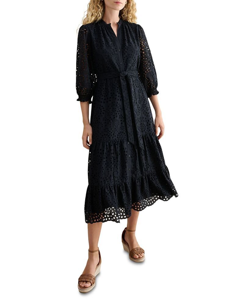 ホッブスロンドン レディース トップス ワンピース プチ 刺繍 HOBBS LONDON Petite Cianna Embroideredress Navy ネイビー